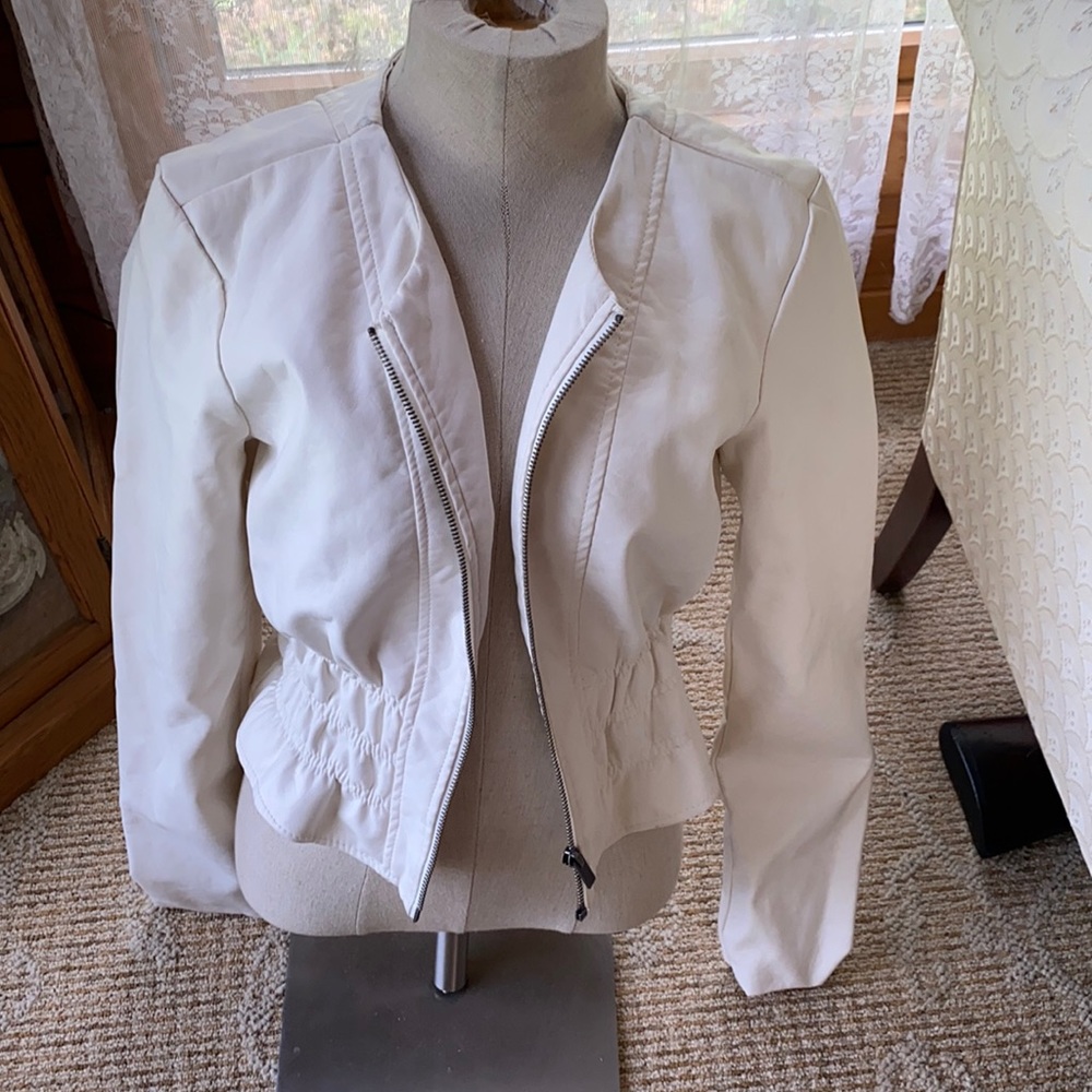 white leather jacket